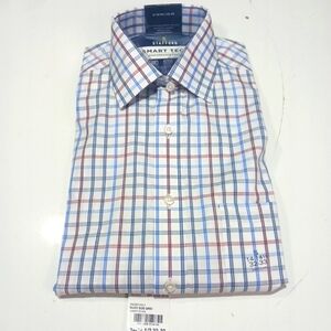 Stafford Smart Tech Dress Shirt - Mens Regular 14-14.5 / 32-33 Grid Long Sleeve